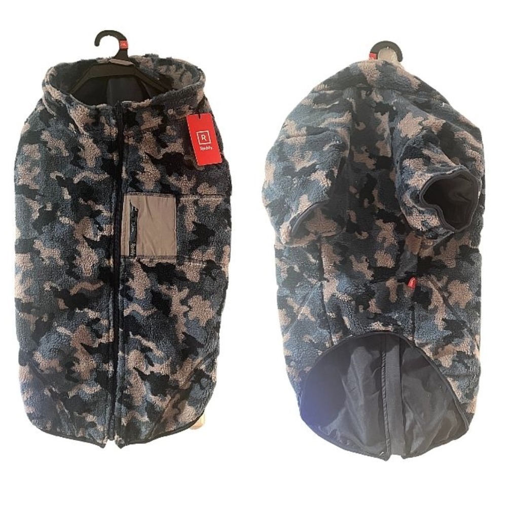Reddy Navy Camo Faux-Shearling Reversible Dog Jacket